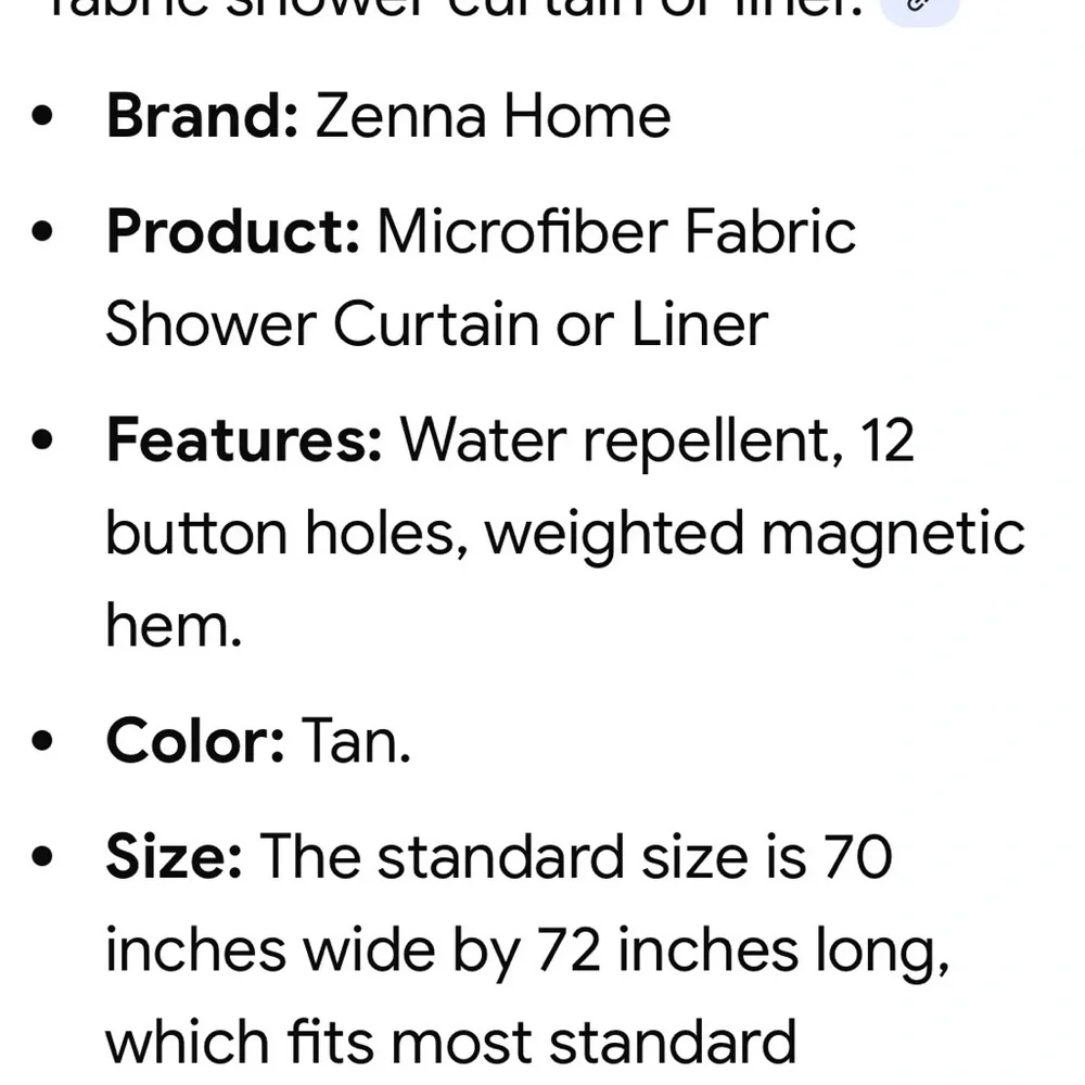 Zenana Outfitters Beige Microfiber Shower Curtain
